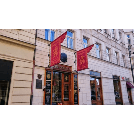 Kosher restaurant King Solomon in Prague - outdoor flags