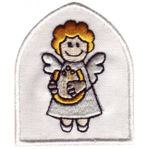 Andělíček s harfou vánoční ozdobička, ale i nášivka