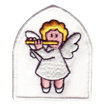 Andělíček s flétnou vánoční ozdobička, ale i nášivka