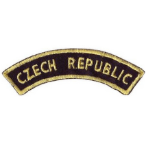 Domovenka nášivka Czech Republic vyšítá žlutě na černém podkladu