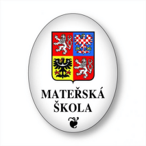 smaltovaný ovál Mateřská škola se státním znakem bílý