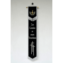 Smuteční stuha vyšívaná s překlopem a houslovým klíčem