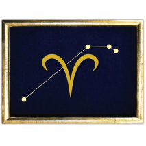 Vyšívané znamení zvěrokruhu v rámečku 13x18 cm - beran