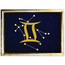 Vyšívané znamení zvěrokruhu v rámečku 13x18 cm - blizenci