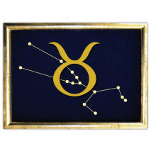 Vyšívané znamení zvěrokruhu v rámečku 13x18 cm - byk