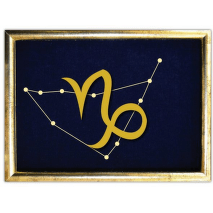 Vyšívané znamení zvěrokruhu v rámečku 13x18 cm - kozoroh
