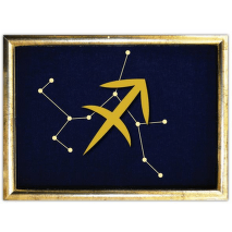 Vyšívané znamení zvěrokruhu v rámečku 13x18 cm - střelec