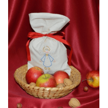 Vyšívaný mikulášský látkový pytlík střední 20x35 cm - motiv anděl