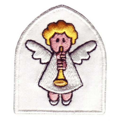 Andělíček s trumpetkou vánoční ozdobička, ale i nášivka