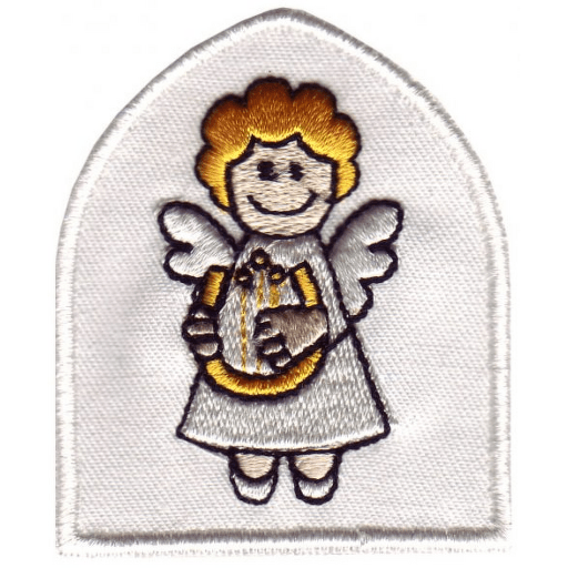 Andělíček s harfou vánoční ozdobička, ale i nášivka