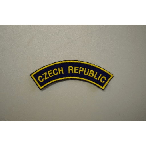 Domovenka nášivka Czech Republic žlutě vyšitá na modrém podkladu