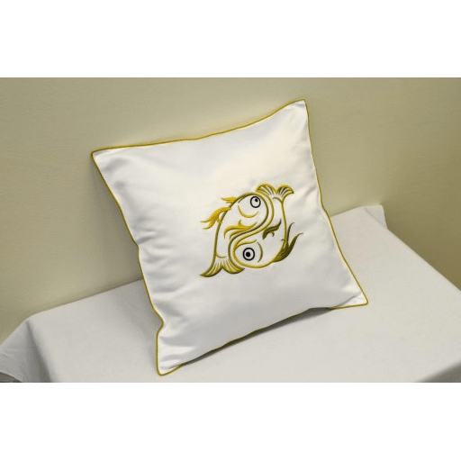 Vyšívaný saténový polštářek 40x40 rybářský motiv (5)