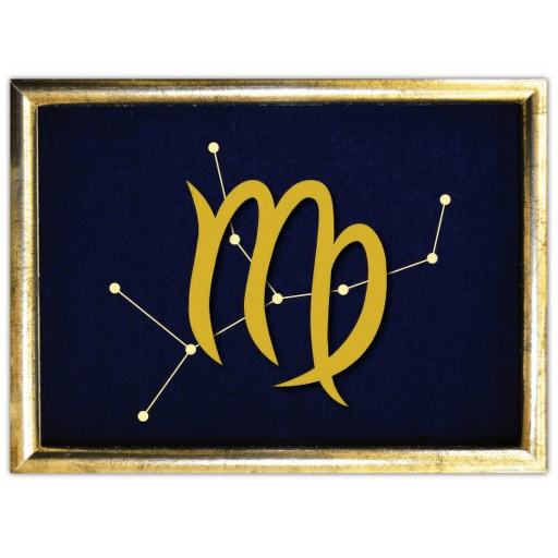 Vyšívané znamení zvěrokruhu v rámečku 13x18 cm - panna