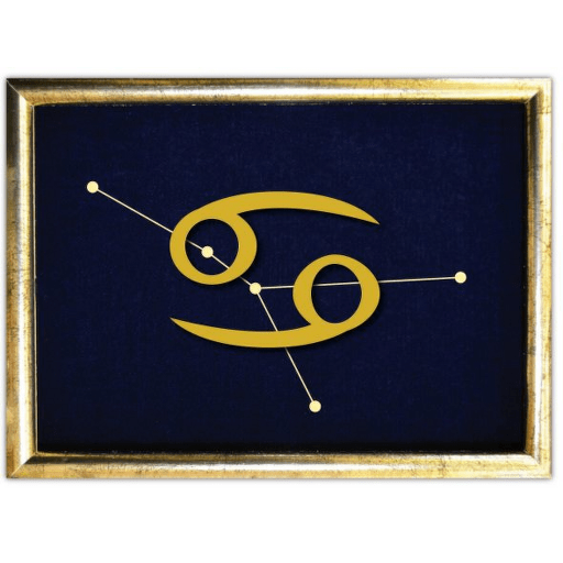 Vyšívané znamení zvěrokruhu v rámečku 13x18 cm - rak