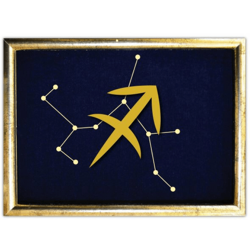 Vyšívané znamení zvěrokruhu v rámečku 13x18 cm - střelec