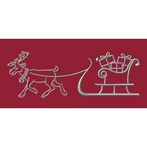 Vánoční úzký ubrus - štola 200x30 cm s výšivkou - motiv sob + saně A